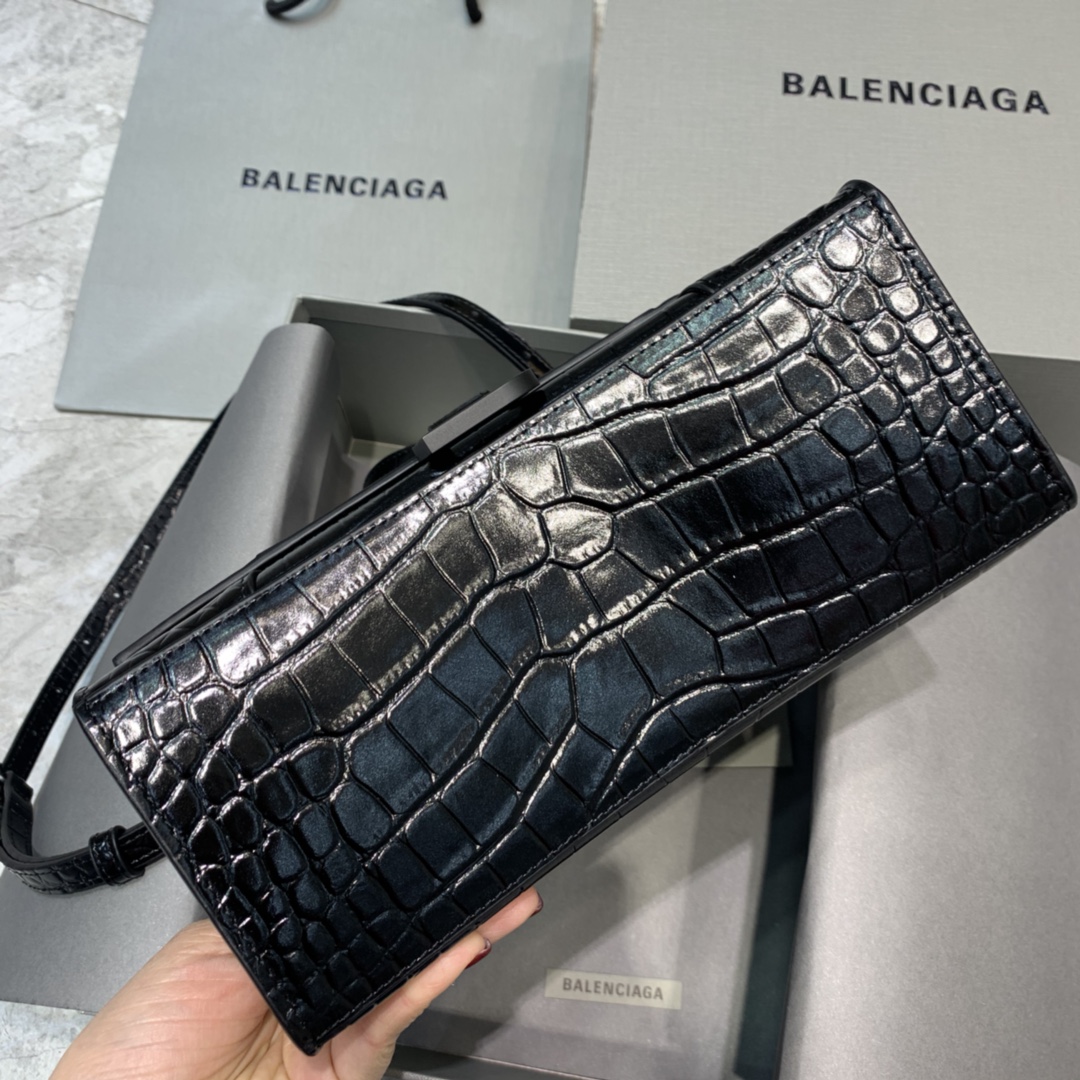 Balenciaga Hourglass Small Handbag Graffiti Shoulder Bag Black